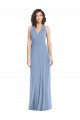Comprare Blu polveroso Tromba Capestro Scollatura a V Chiffona Lunga Formali Abiti da damigella donore / Abiti da sera