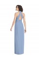 Comprare Blu polveroso Tromba Capestro Scollatura a V Chiffona Lunga Formali Abiti da damigella donore / Abiti da sera