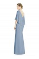 Comprare Blu polveroso Tromba Scollatura a V Chiffona Lunga Abiti da damigella donore