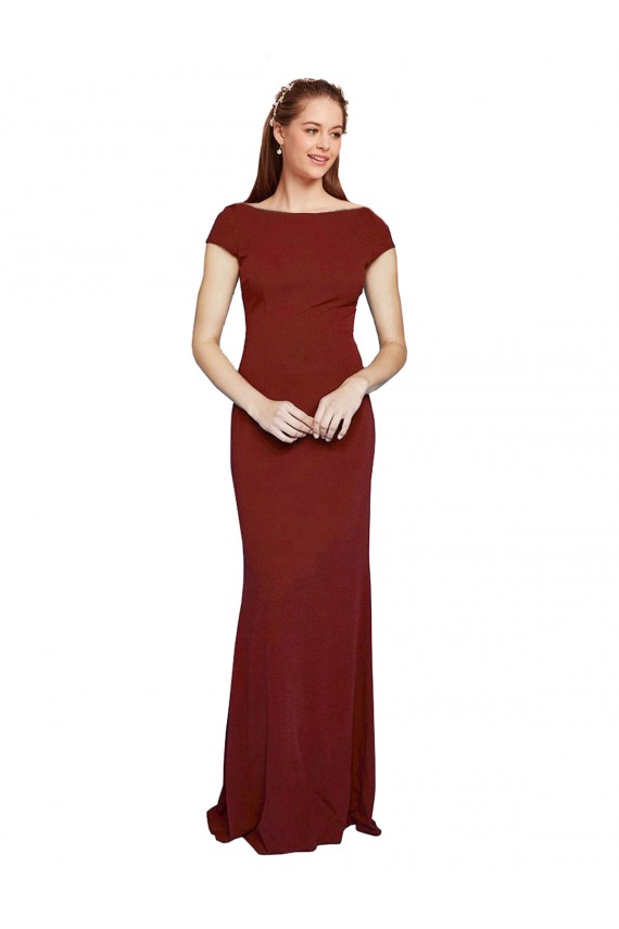 Comprare Borgogna 10 Stile sirena Girocollo Crespo Elastico Lunga Formali Abiti da damigella donore / Abiti da sera / Abiti da ballo