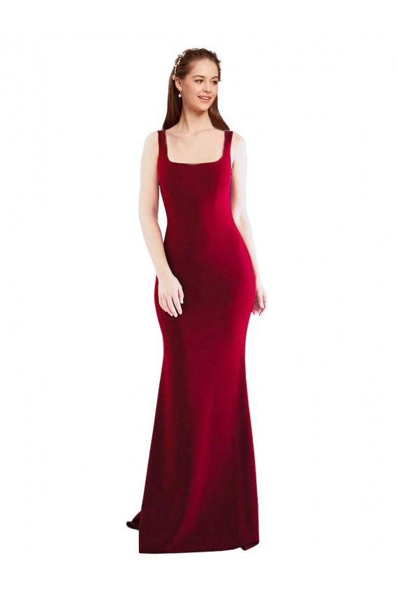 Comprare Borgogna 10 Stile sirena Piazza Crespo Elastico Lunga Formali Abiti da damigella donore / Abiti da sera / Abiti da ballo