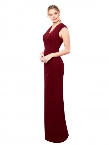 Comprare Borgogna Stile sirena Alto Collo Chiffona Lunga Abiti da damigella donore / Abiti da ballo