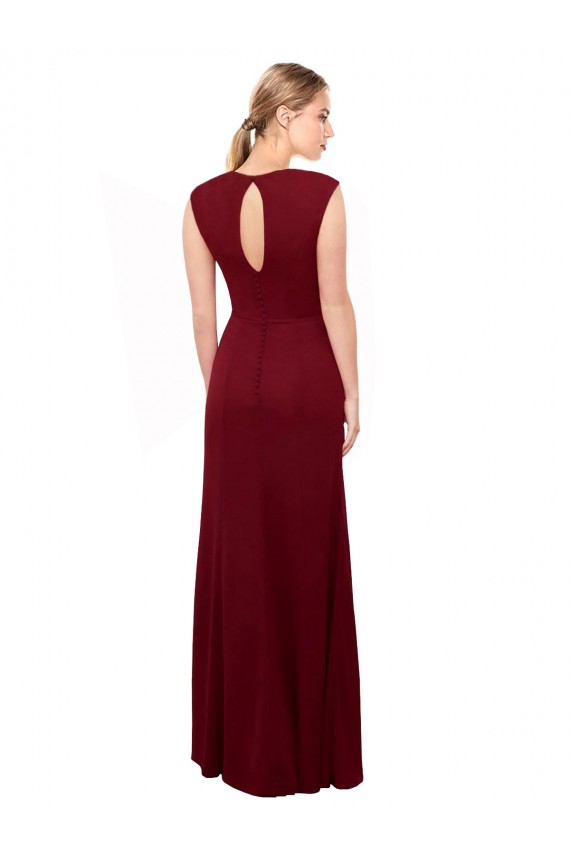 Comprare Borgogna Stile sirena Alto Collo Chiffona Lunga Abiti da damigella donore / Abiti da ballo