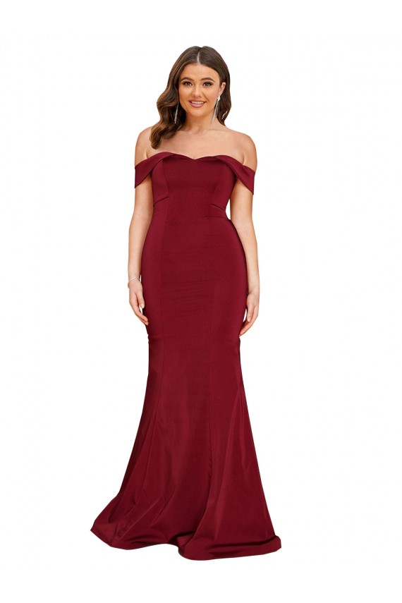 Comprare Borgogna Stile sirena Spandex Lunga Formali Abiti da damigella donore / Abiti da sera / Abiti da ballo