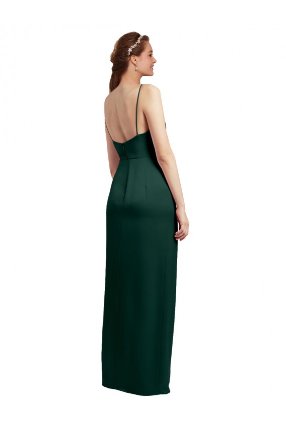 Comprare Cacciatore verde Colonna Sottili Piazza Raso Elastico Lunga Formali Abiti da damigella donore / Abiti da sera / Abiti da ballo