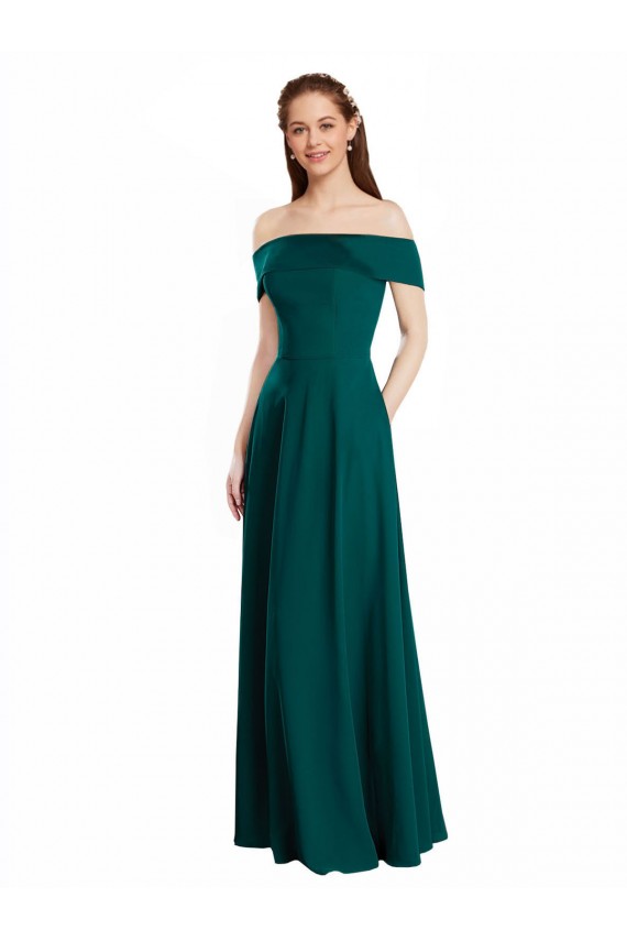 Comprare Cacciatore verde Linea A Chiffona Lunga Abiti da damigella donore
