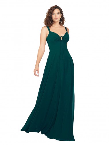 Comprare Cacciatore verde Linea A Scollatura a V Innamorato Chiffona Lunga Abiti da damigella donore