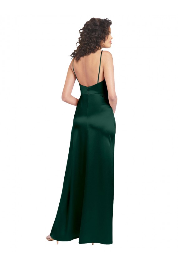 Comprare Cacciatore verde Linea A Scoop Raso Elastico Lunga Formali Abiti da damigella donore / Abiti da sera / Abiti da ballo