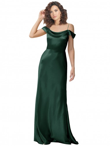 Comprare Cacciatore verde Linea A Sottili Raso Elastico Lunga Formali Abiti da damigella donore / Abiti da sera / Abiti da ballo