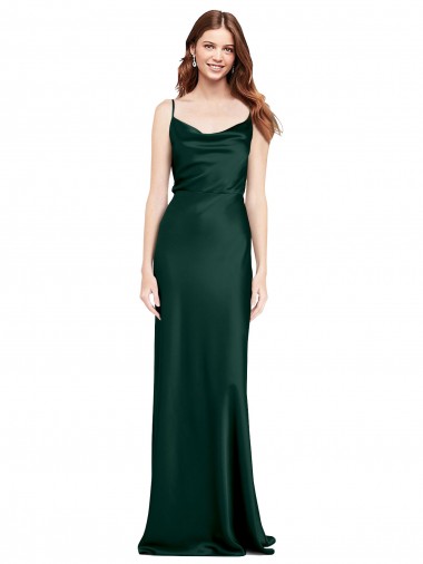 Comprare Cacciatore verde Tubino Cappuccio Raso Elastico Lunga Formali Abiti da damigella donore / Abiti da sera / Abiti da ballo