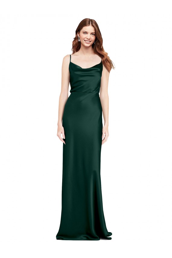 Comprare Cacciatore verde Tubino Cappuccio Raso Elastico Lunga Formali Abiti da damigella donore / Abiti da sera / Abiti da ballo