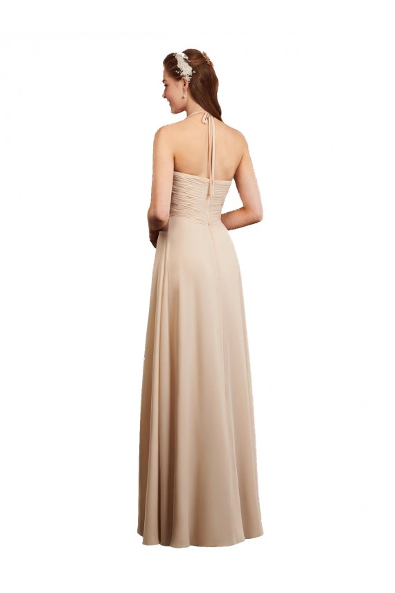Comprare Champagne Linea A Capestro Chiffona Lunga Abiti da damigella donore