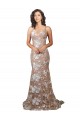 Comprare Champagne Stile sirena Scollatura a V Sweep treno Pizzo Abiti da sposa
