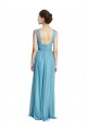 Comprare Cielo blu Linea A Sottili Capestro Scollatura a V Tulle Lunga Abiti da damigella donore