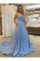 Comprare Colore Mostrato Linea A Scoop Paillettes Velluto Lunga Abiti da ballo