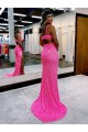 Comprare Colore Mostrato Tubino Scollatura a V Sweep treno Paillettes Velluto Lunga Abiti da ballo