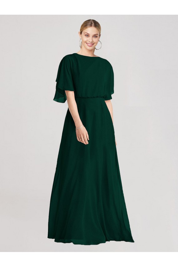 Comprare Evergreen Linea A Girocollo Chiffona Lunga Abiti da damigella donore