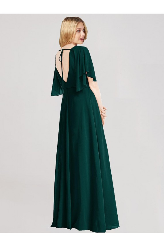 Comprare Evergreen Linea A Girocollo Chiffona Lunga Abiti da damigella donore