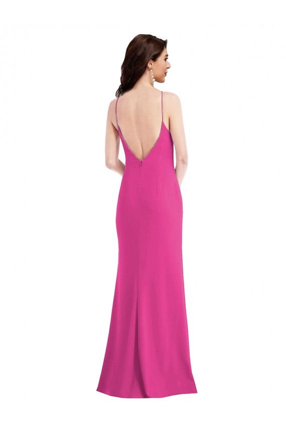 Comprare Fucsia Tromba Capestro Alto Collo Crespo Elastico Lunga Formali Abiti da damigella donore / Abiti da sera / Abiti da ballo