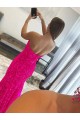 Comprare Fucsia Tubino Senza spalline Sweep treno Paillettes Velluto Lunga Abiti da ballo
