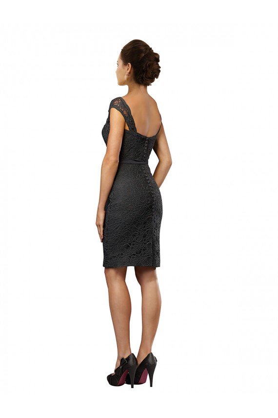 Comprare Grigio ardesia Linea A Al ginocchio Chiffona Pizzo Corto Abiti da damigella donore / Abiti da cocktail
