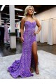 Comprare Lavanda Linea A Innamorato Paillettes Velluto Lunga Abiti da ballo
