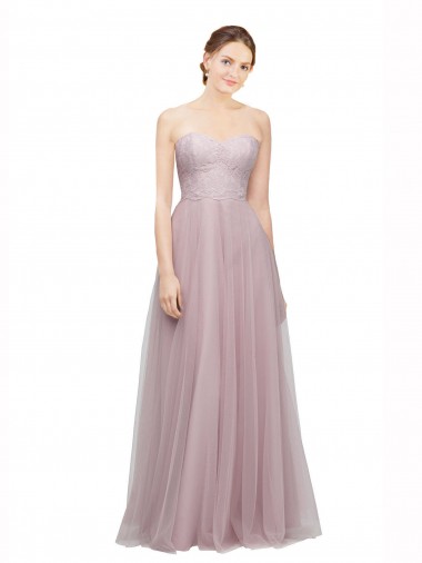 Comprare Light Lilac Linea A Innamorato Tulle Pizzo Lunga Abiti da damigella donore