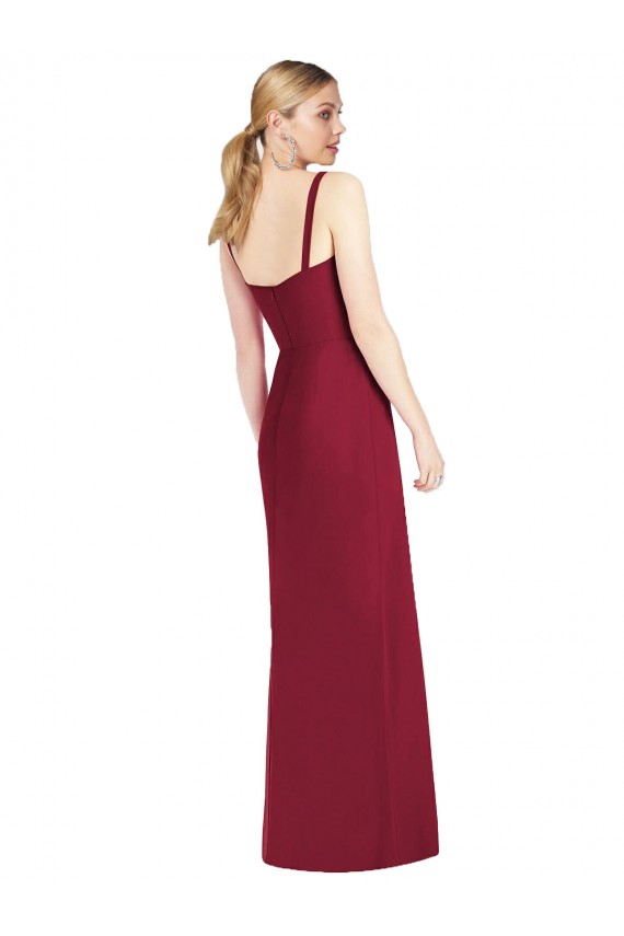 Comprare Lilla Stile sirena Sottili Scollatura a V Senza spalline Chiffona Lunga Abiti da damigella donore