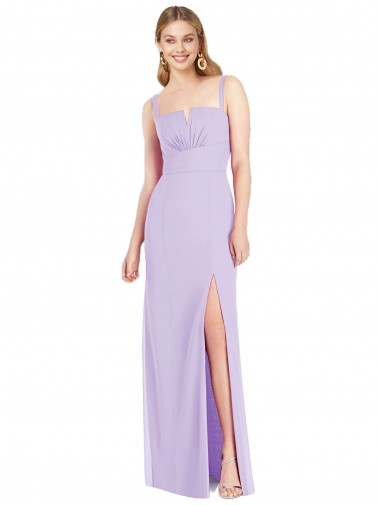 Comprare Lilla Stile sirena Sottili Scollatura a V Senza spalline Chiffona Lunga Abiti da damigella donore