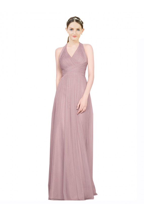 Comprare Linea A Capestro Scollatura a V Tulle Lunga Abiti da damigella donore