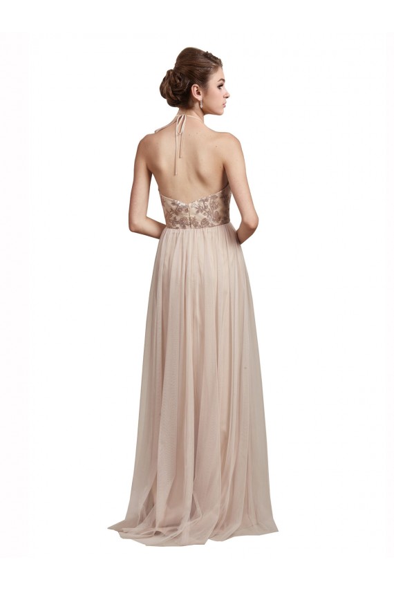 Comprare Linea A Capestro Tulle Lunga Abiti da damigella donore