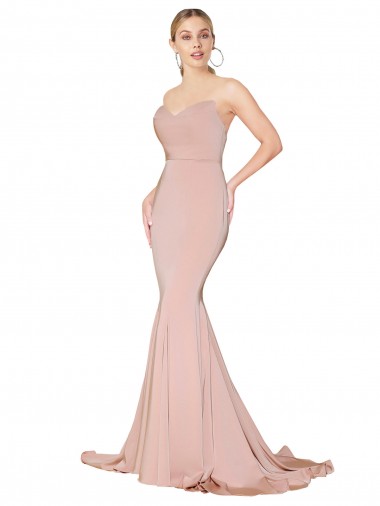 Comprare Malva Stile sirena Innamorato Alto Collo Crespo Elastico Lunga Formali Abiti da damigella donore / Abiti da sera / Abiti da ballo