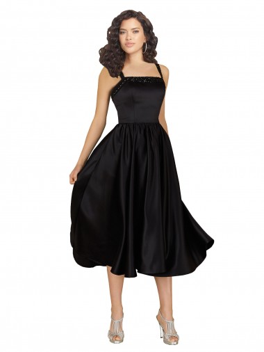 Comprare Nero Linea A Piazza Al ginocchio Raso Corto Abiti da damigella donore / Abiti da ballo / Abiti da cocktail