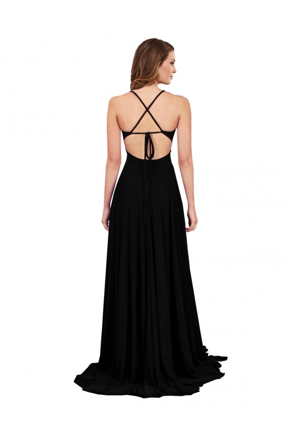 Comprare Nero Linea A Scollatura a V Spandex Lunga Formali Abiti da damigella donore / Abiti da sera / Abiti da ballo