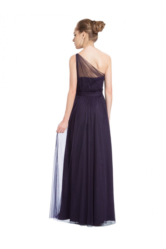 Comprare Nero Linea A Una spalla Tulle Lunga Abiti da damigella donore