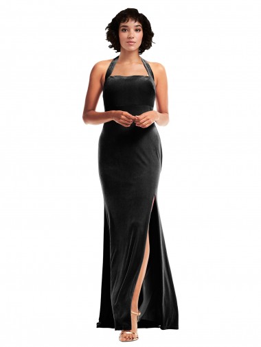 Comprare Nero Stile sirena Capestro Velluto Elastico Lunga Formali Abiti da damigella donore / Abiti da sera / Abiti da ballo