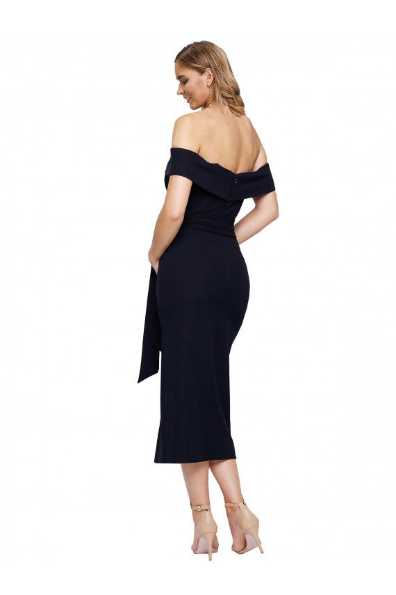 Comprare Nero Tubino Piazza Midi Crespo Elastico Corto Abiti da damigella donore / Abiti da sera / Abiti da cocktail