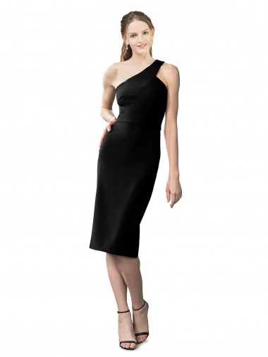 Comprare Nero Tubino Una spalla cocktail Crespo Elastico Corto Abiti da damigella donore / Abiti da sera / Abiti da cocktail