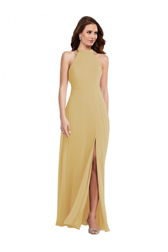 Comprare Oro Linea A Capestro Chiffona Lunga Abiti da damigella donore