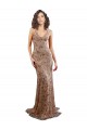 Comprare Oro rosa Stile sirena Alto Collo Crespo Elastico Paillettes Tulle Lunga Formali Abiti da damigella donore / Abiti da sera / Abiti da ballo