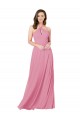 Comprare Pelle rosa Linea A Capestro Chiffona Lunga Abiti da damigella donore / Abiti da ballo