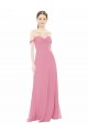Comprare Pelle rosa Linea A Chiffona Lunga Abiti da damigella donore
