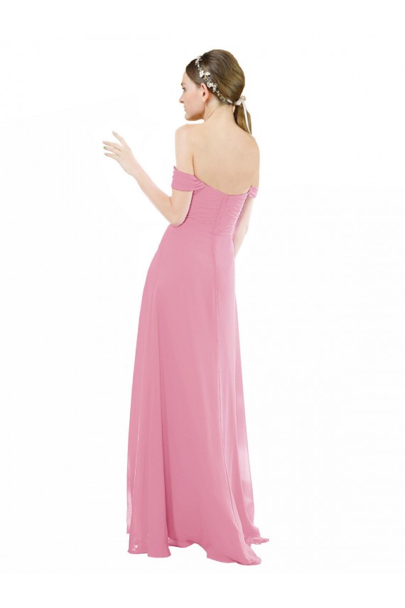 Comprare Pelle rosa Linea A Chiffona Lunga Abiti da damigella donore