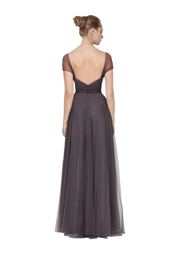 Comprare Pewter Linea A Innamorato Tulle Lunga Abiti da damigella donore