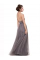 Comprare Pewter Linea A Sottili Tulle Lunga Abiti da damigella donore