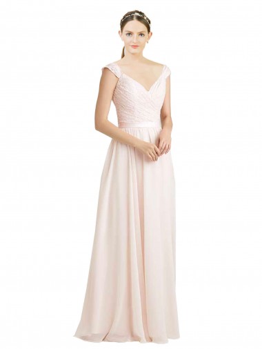 Comprare Rosa Crema Linea A Innamorato Chiffona Pizzo Lunga Abiti da damigella donore