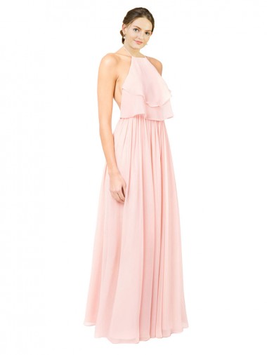 Comprare Rosa Linea A Capestro Chiffona Lunga Abiti da damigella donore