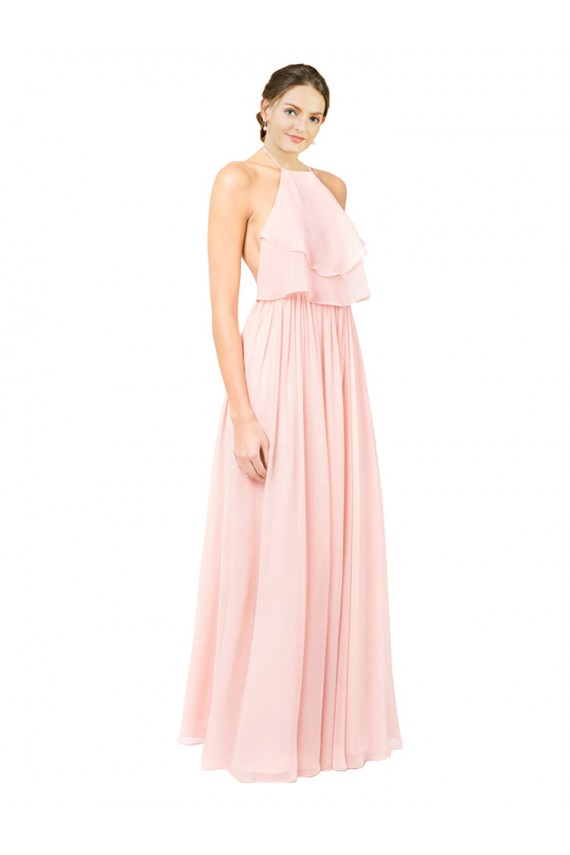 Comprare Rosa Linea A Capestro Chiffona Lunga Abiti da damigella donore