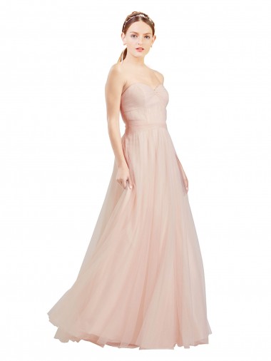 Comprare Rosa Linea A Innamorato Tulle Lunga Abiti da damigella donore