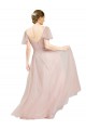 Comprare Rosa Linea A Scollatura a V Tulle Lunga Abiti da damigella donore